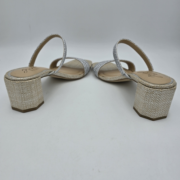 NWOT Jewel Badgley Mischka Heat Textured Block Heel Mule Slide Sandals, Silver 6 - Picture 8 of 16